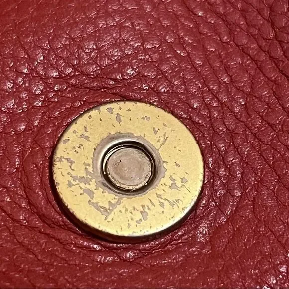 Chloe Grapefruit Red Leather Satchel Top Handle Brushed Gold Shoulder Bag Tote - Picture 8 of 12